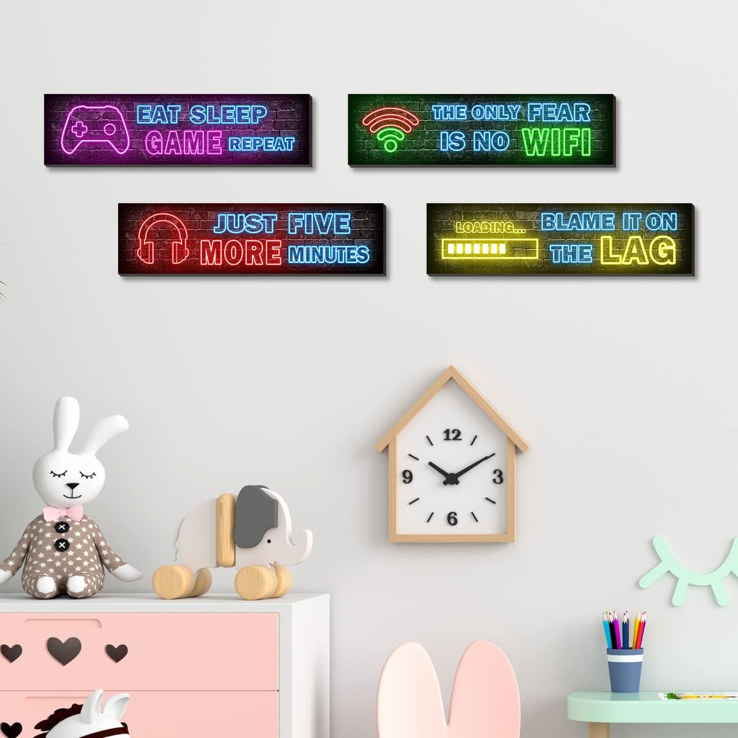4 Pcs Printed Neon Gaming Posters Review