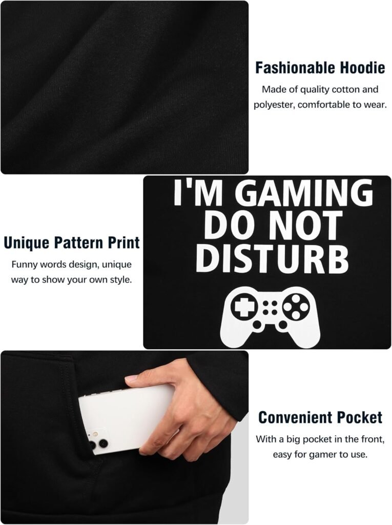 AOTHSO 4 Pieces Do Not Disturb Im Gaming Hoodie Socks Hat Set Christmas Birthday Gifts for Teenage Boys Adult Gamer Gifts