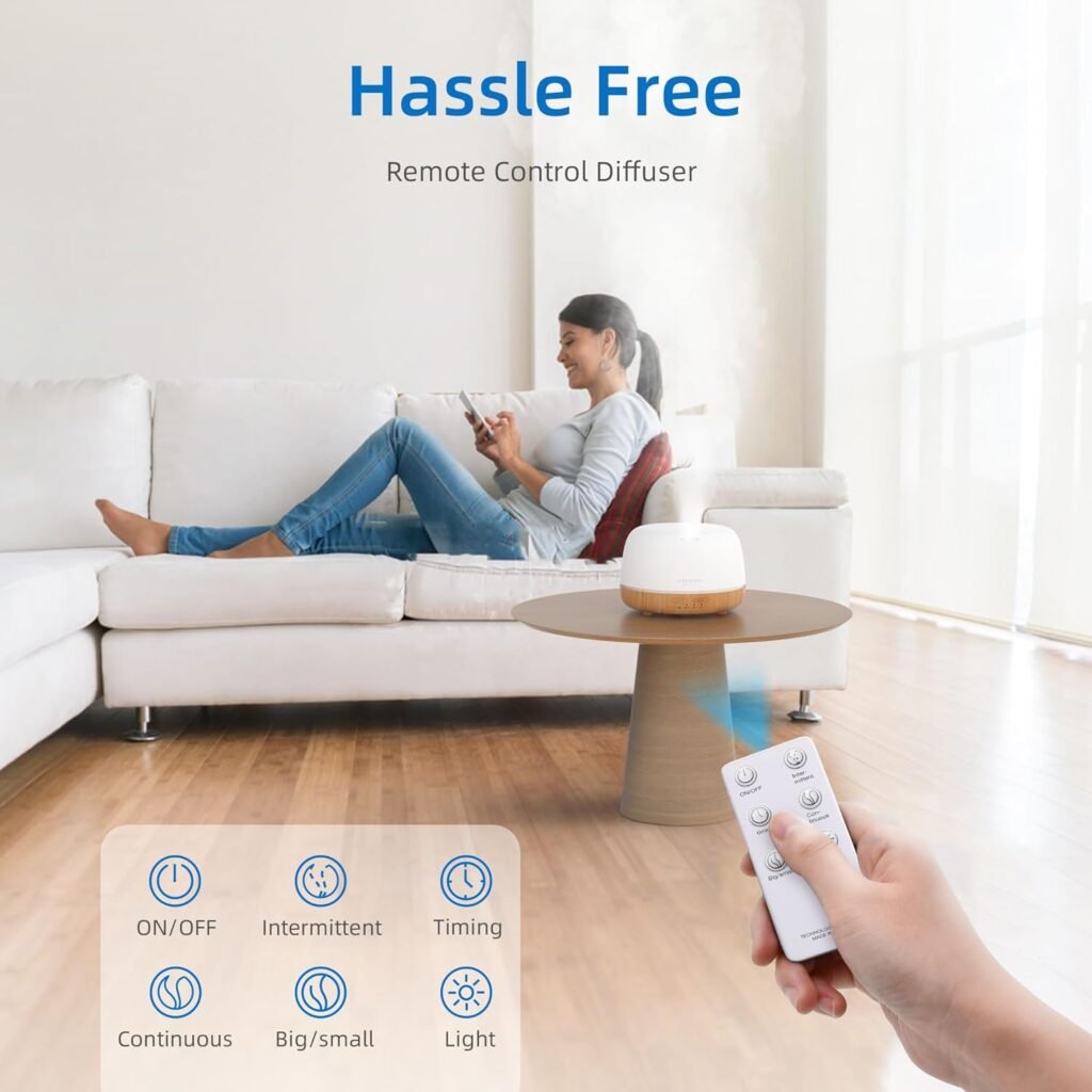 ASAKUKI Smart Wi-Fi Essential Oil Diffuser, App and Voice Control Compatible with Alexa, 500ml Aromatherapy Humidifier for Relaxing Atmosphere in Home Office Bedroom Gold