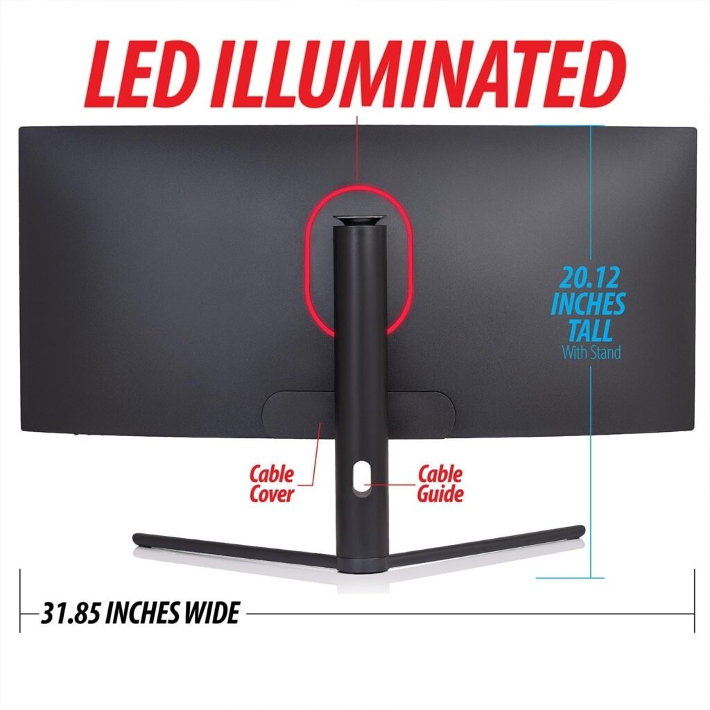 Deco Gear 49 Curved Ultrawide E-LED Gaming Monitor, 32:9 Aspect Ratio, Immersive 3840x1080 Resolution, 144Hz Refresh Rate, 3000:1 Contrast Ratio (DGVIEW490)