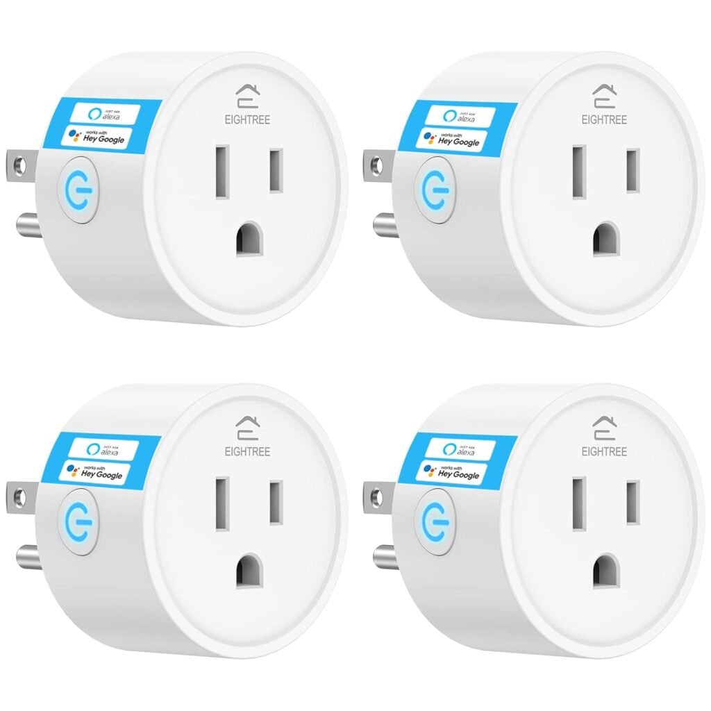 EIGHTREE Smart Plug, Smart Plugs That Compatible with Alexa and Google Home, Compatible with SmartThings, Smart Outlet with WiFi Remote Control and Timer Function, 2.4GHz Wi-Fi Only, 4 Packs