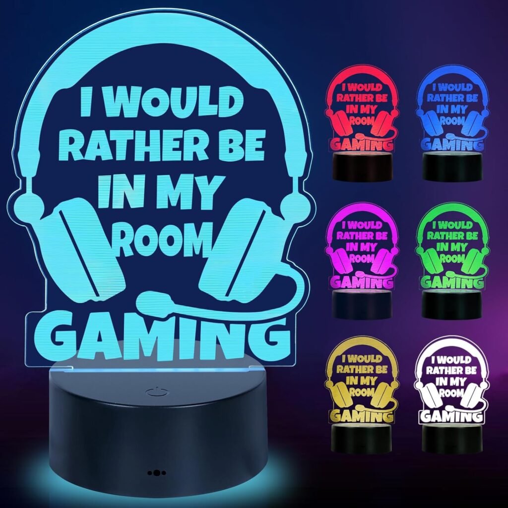 Gamer Gifts for Teenage Boy Boyfriend Birthday Gift, Cool Christmas Gift for Men Dad Son Gamer Lover Gift, LED Light Up Gaming Lamp Acrylic Gaming Night Light 7 Color - Cant Hear You Im Gaming