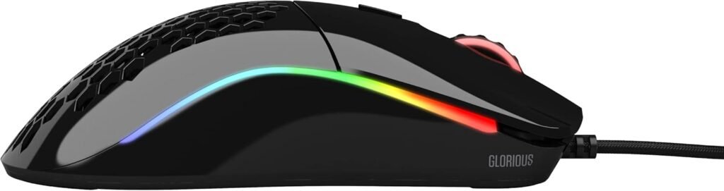 Glorious Model O Wired Gaming Mouse 67g Superlight Honeycomb Design, RGB, Pixart 3360 Sensor, Omron Switches, Ambidextrous - Matte Black