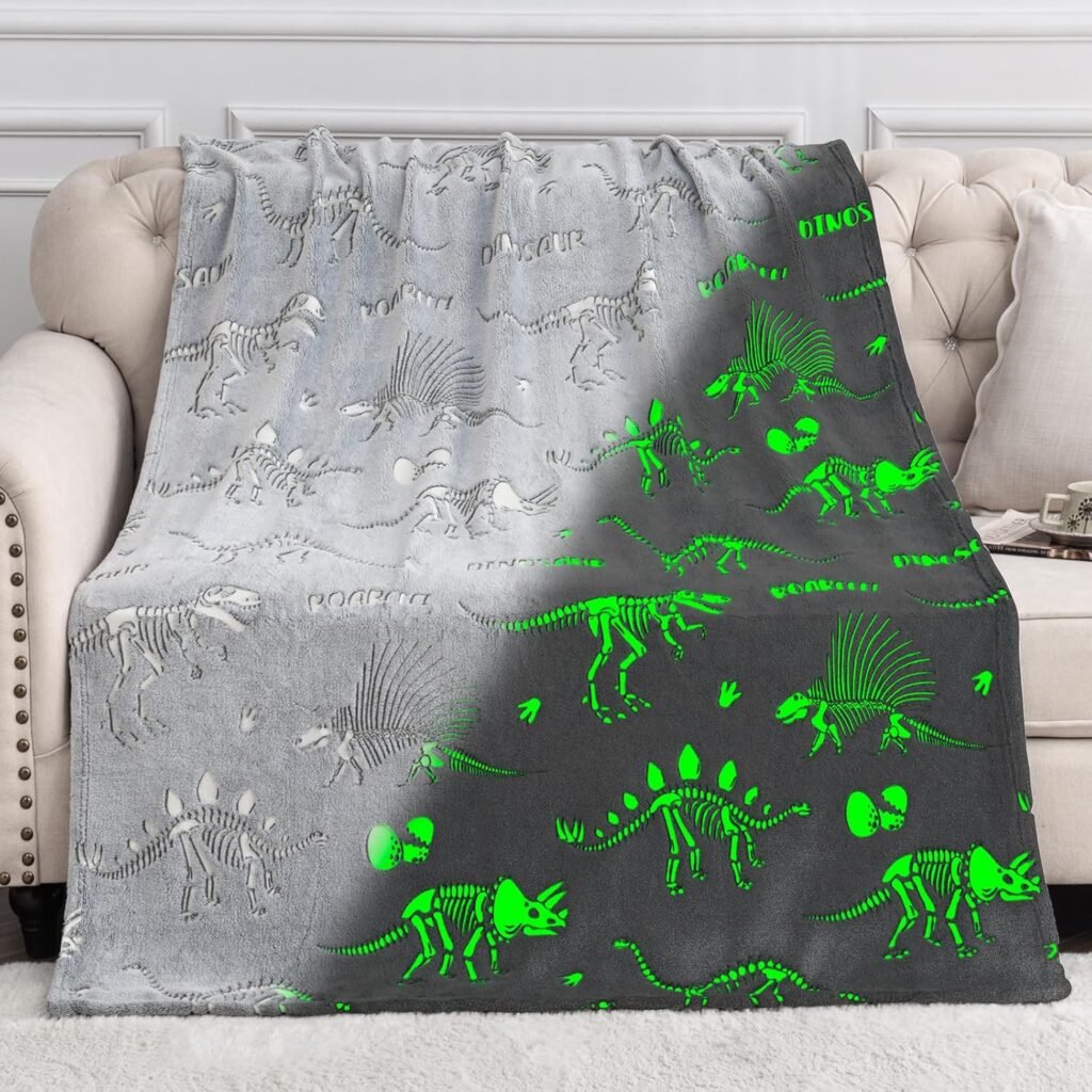 Jekeno Glow in The Dark Gaming Blanket Gamer Game Controller Throw Gift Toys for Kids Boys Teen Son Adults Gamepad Presents Easter Birthday Christmas Bedroom Decor Luminous Blanket Grey 50x60