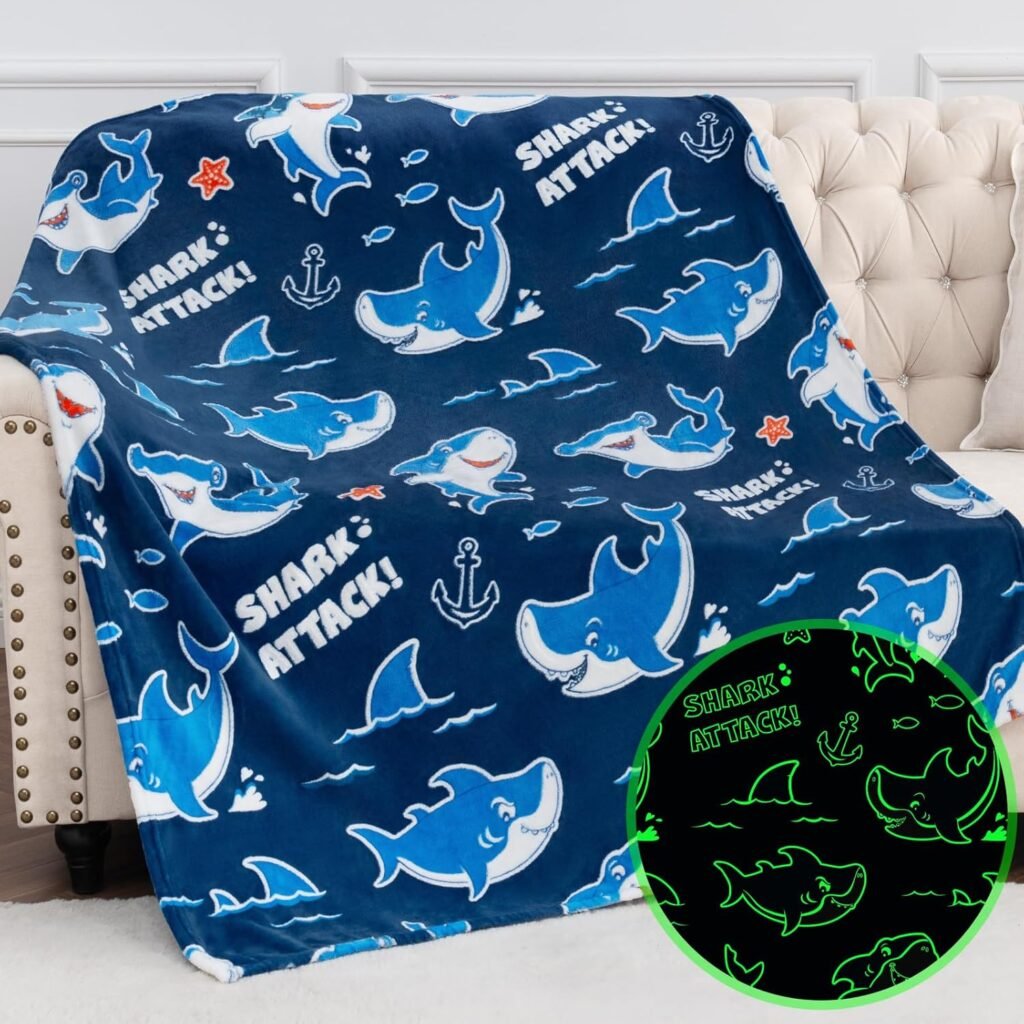 Jekeno Glow in The Dark Gaming Blanket Gamer Game Controller Throw Gift Toys for Kids Boys Teen Son Adults Gamepad Presents Easter Birthday Christmas Bedroom Decor Luminous Blanket Grey 50x60