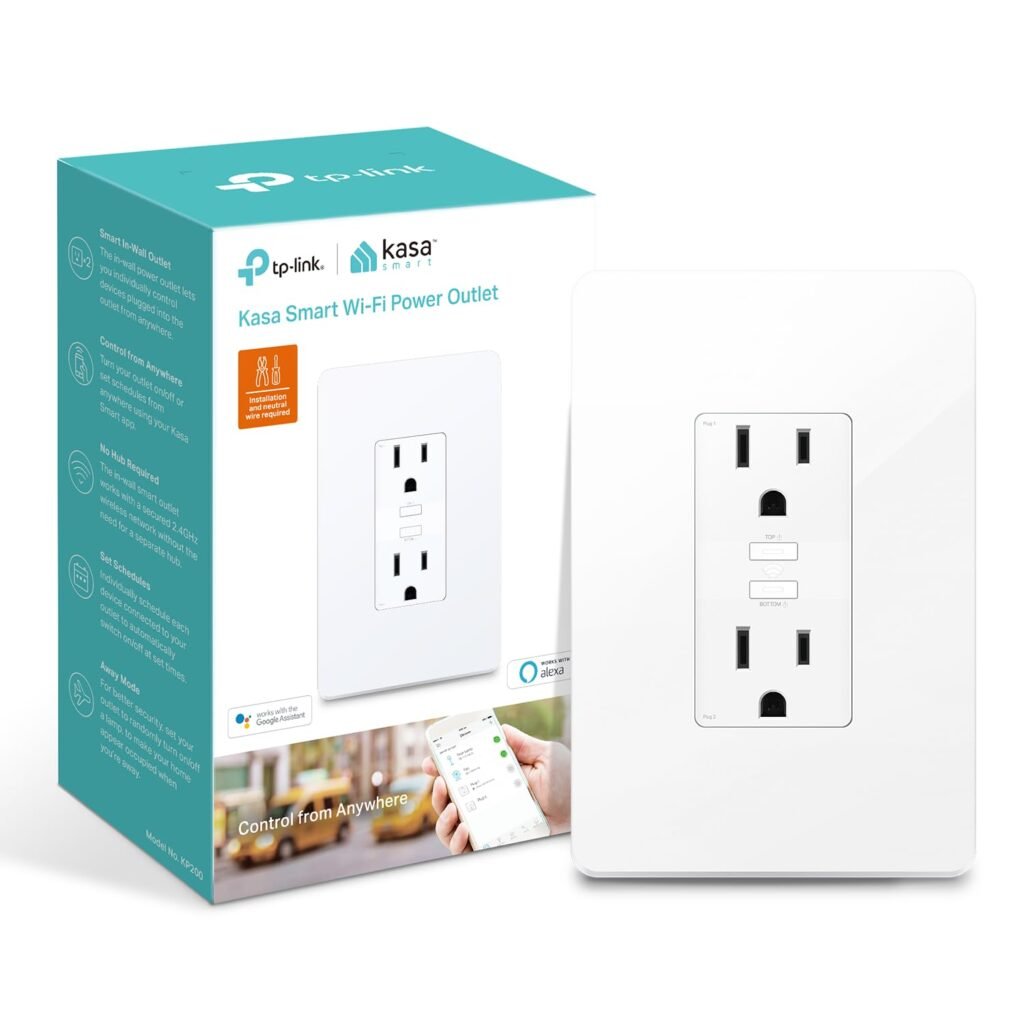 Kasa Smart Plug KP200, In-Wall Smart Home Wi-Fi Outlet Works with Alexa, Google Home  IFTTT, No Hub Required, Remote Control, ETL Certified , White, 1 Pack