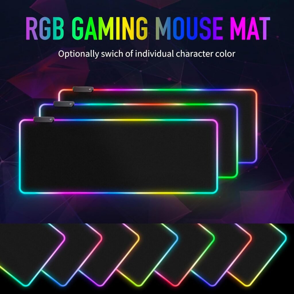 Large RGB Gaming Mouse Pad -15 Light Modes Touch Control Extended Soft Computer Keyboard Mat Non-Slip Rubber Base for Gamer Esports Pros 31.5X11.8 in Large RGB Gaming Mouse Pad -15 Light Modes Touch Control Extended Soft Computer Keyboard Mat Non-Slip Rubber Base for Gamer Esports Pros 31.5X11.8 in