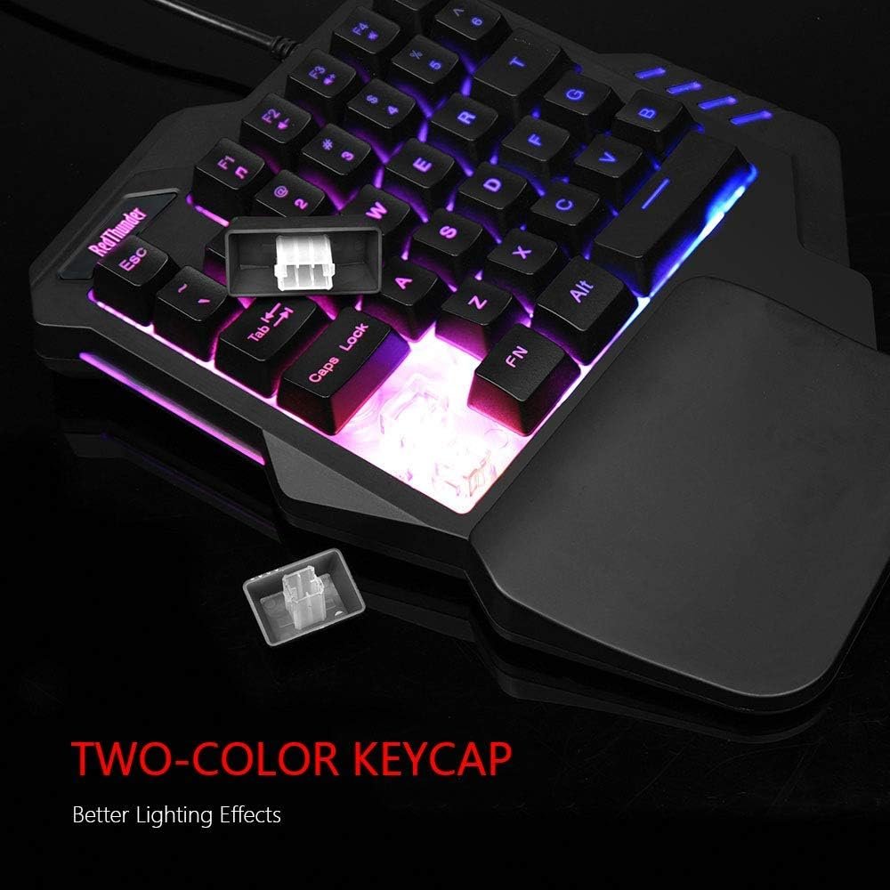 RedThunder One Handed Gaming Keyboard RGB Backlit 35 Keys Portable Mini Gaming Keypad Ergonomic Game Controller for PC Gamer
