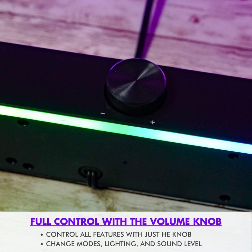 Tilted Nation Gaming Soundbar - Monitor Sound Bar for PC - RGB Computer Speakers for Desktop PC (Wireless or USB Wired) Crisp Audio and Adjustable LED