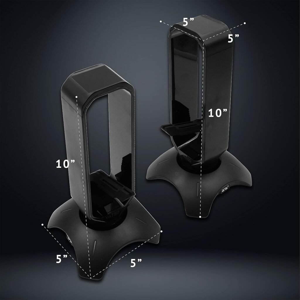 Tilted Nation RGB Headset Stand - 3 in 1 Gaming Headphone Stand for Desk with Mouse Bungee and 2 Port USB 3.0 Hub Charger - The Ultimate Gaming Accessory and Gift for Gamer - RGB Headset Holder