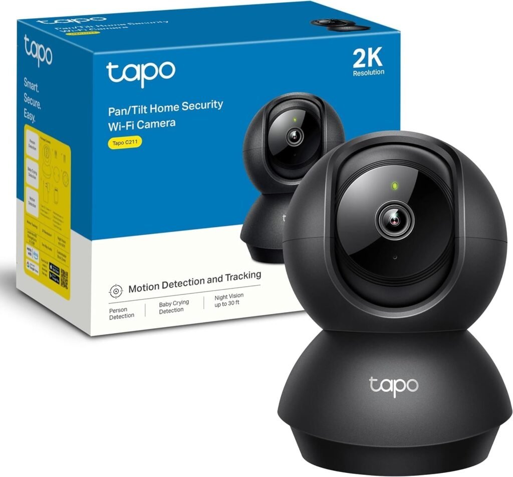 TP-Link Tapo 2K Pan/Tilt Security Camera for Baby Monitor, Dog Camera w/Motion Detection, 2-Way Audio, Siren, Night Vision, Cloud  SD Card Storage, Works with Alexa  Google Home, 2-Pack (C210P2)