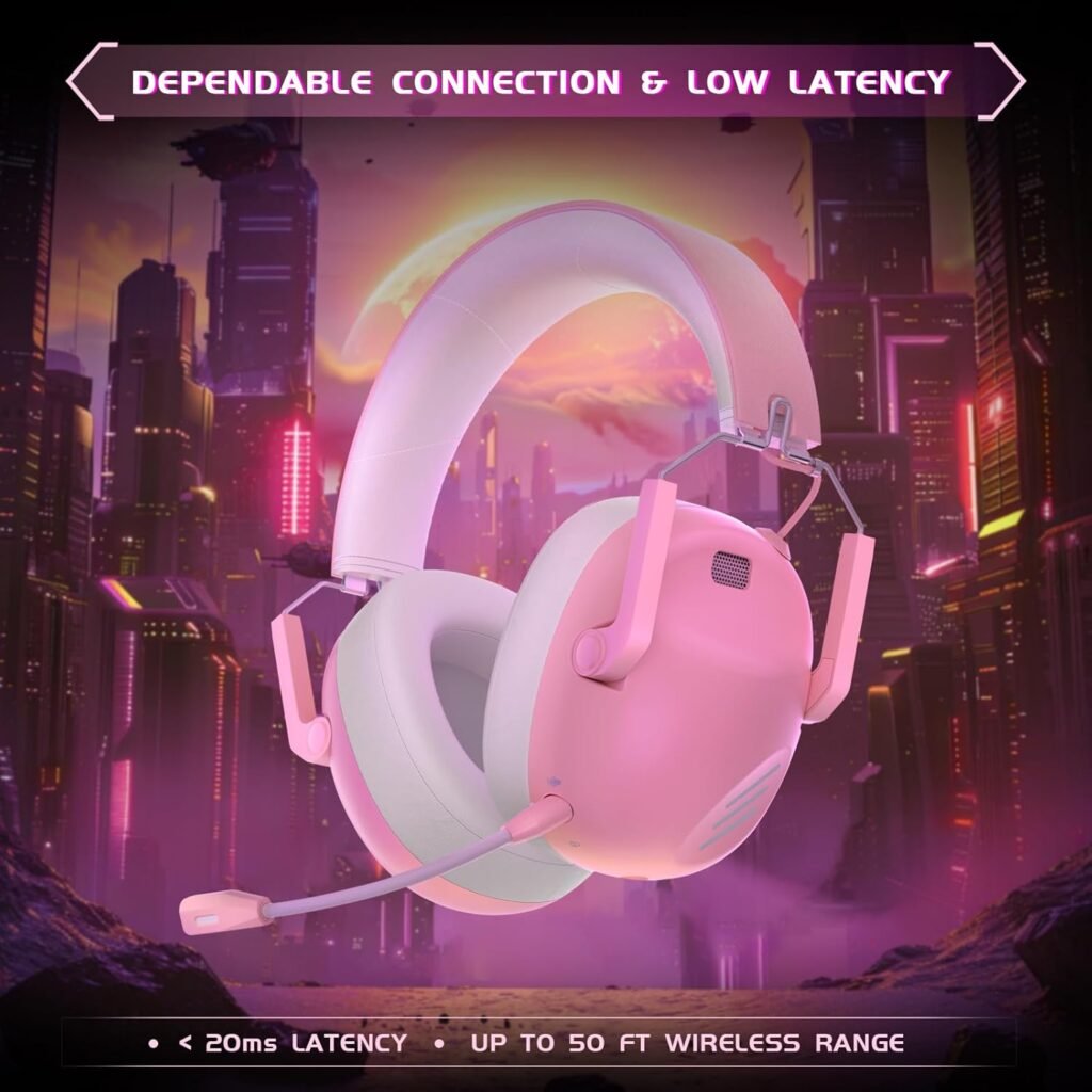 Wireless Gaming Headset for PC, PS5, PS4, Mac, Nintendo Switch, Gaming Headphones with Microphone, Bluetooth 5.3 Gaming Headset Wireless, PC Headset Withe Mic - White Wireless Gaming Headset for PC, PS5, PS4, Mac, Nintendo Switch, Gaming Headphones with Microphone, Bluetooth 5.3 Gaming Headset Wireless, PC Headset Withe Mic - White