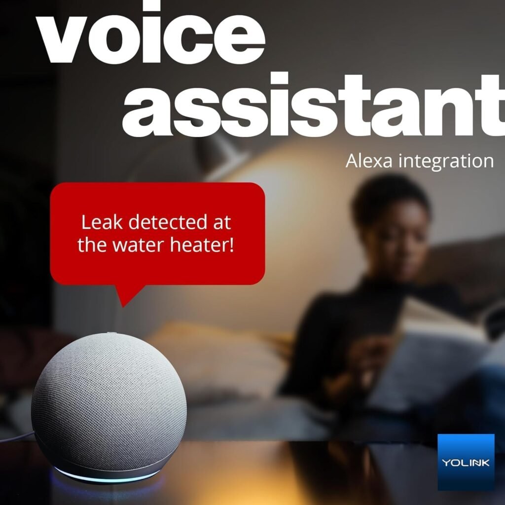 YoLink Smart Home Starter Kit: Hub  Water Leak Sensor 4 with 105dB Audio Alarm 4-Pack, SMS/Text, Email  Push Notifications, Freeze Warning, LoRa Up to 1/4 Mile Open-Air Range, w/Alexa, IFTTT
