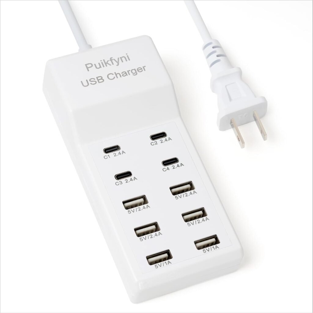 10-Ports USB Charger Family-Sized Desktop USB Rapid Charger，Smart USB Charger for Multiple Devices,Smart Watches ，Smart Phones， Tablets (2 Pack USB A Port)