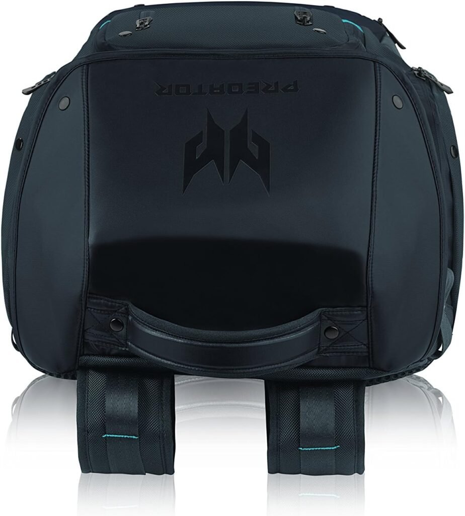 Acer PBG591 Predator Utility Gaming Backpack, Water Resistant and Tear Proof Travel Backpack Fits and Protects Up to 17.3 Predator Gaming Laptop, Black with Teal Accents
