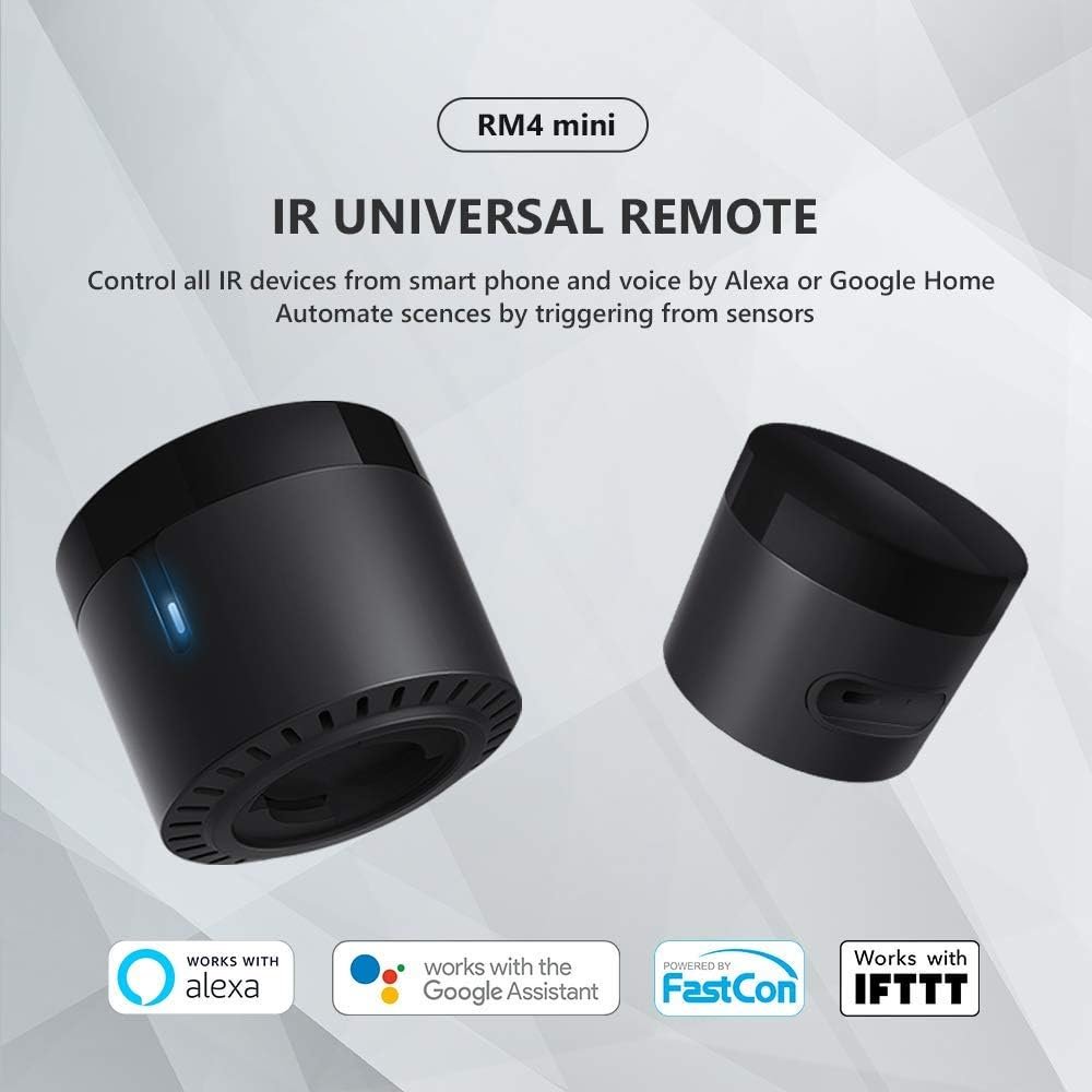 BroadLink RM4mini Smart Remote Hub with Sensor Cable -WiFi IR Blaster for TV Remote, Smart AC Controller, Works with Alexa/Google Home/IFTTT