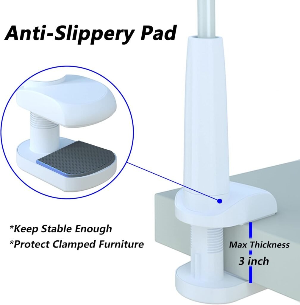 Cell Phone Clip Bed Stand Holder, with Grip Flexible Long Arm Gooseneck Bracket Mount Clamp for Desk, Compatible with iPhone 14 Pro Max XR X 8 7 6 or Other 3.5-7 Devices (Black)