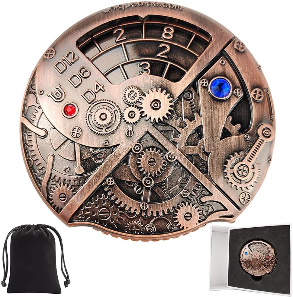 Chameleon 7 in 1 Roulette Dice DND Spinner from Unique Dice for Dungeons and Dragons TTRPG Mechanical Metal Gear Wheel DD Pocket D20 Fidget Dice Cool Gaming Gift Set