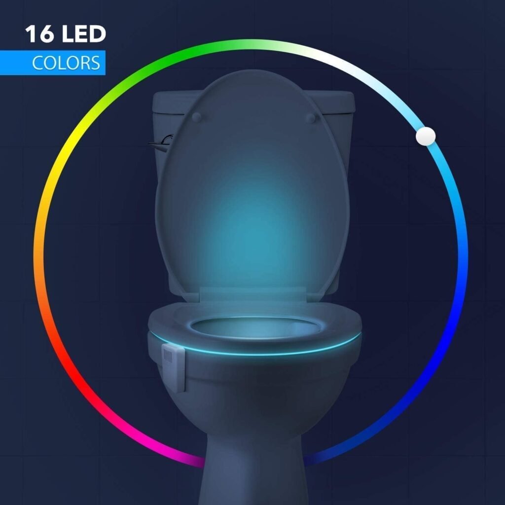 Chunace Toilet Bowl Night Light Motion Sensor, 16 Color Changing LED Gadgets for Bathroom Accessories Decor, Cool Gag Stuff for Men, Kids, Funny Stocking Stuffer Gifts 2024