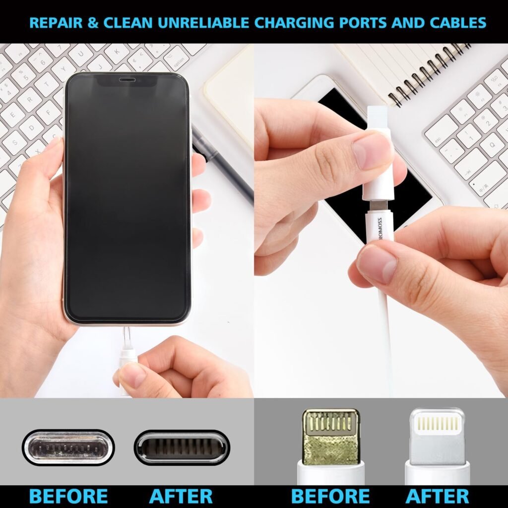 Cleaner Kit for AirPod, Multi-Tool iPhone Cleaning Kit, Cell Phone Cleaning Repair  Recovery iPhone and iPad (Type C) Charging Port, Lightning Cables, and Connectors, Easy to Store and Carry Design
