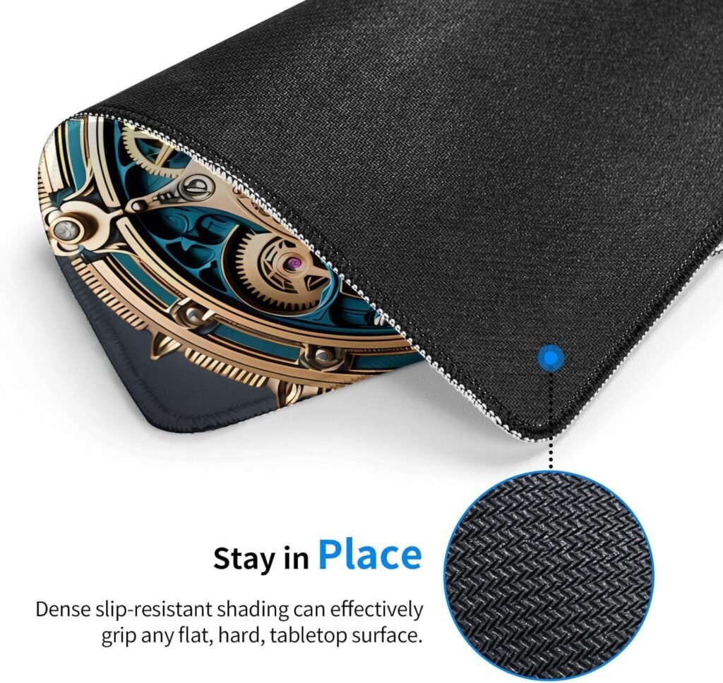Cool Steampunk Gears,Mouse Pad with Anti-fray Stitching, Waterproof Surface  Non-Slip Rubber Base with Stitched Edges Gaming Mouse Mat for Laptop 7 x 8.6 in