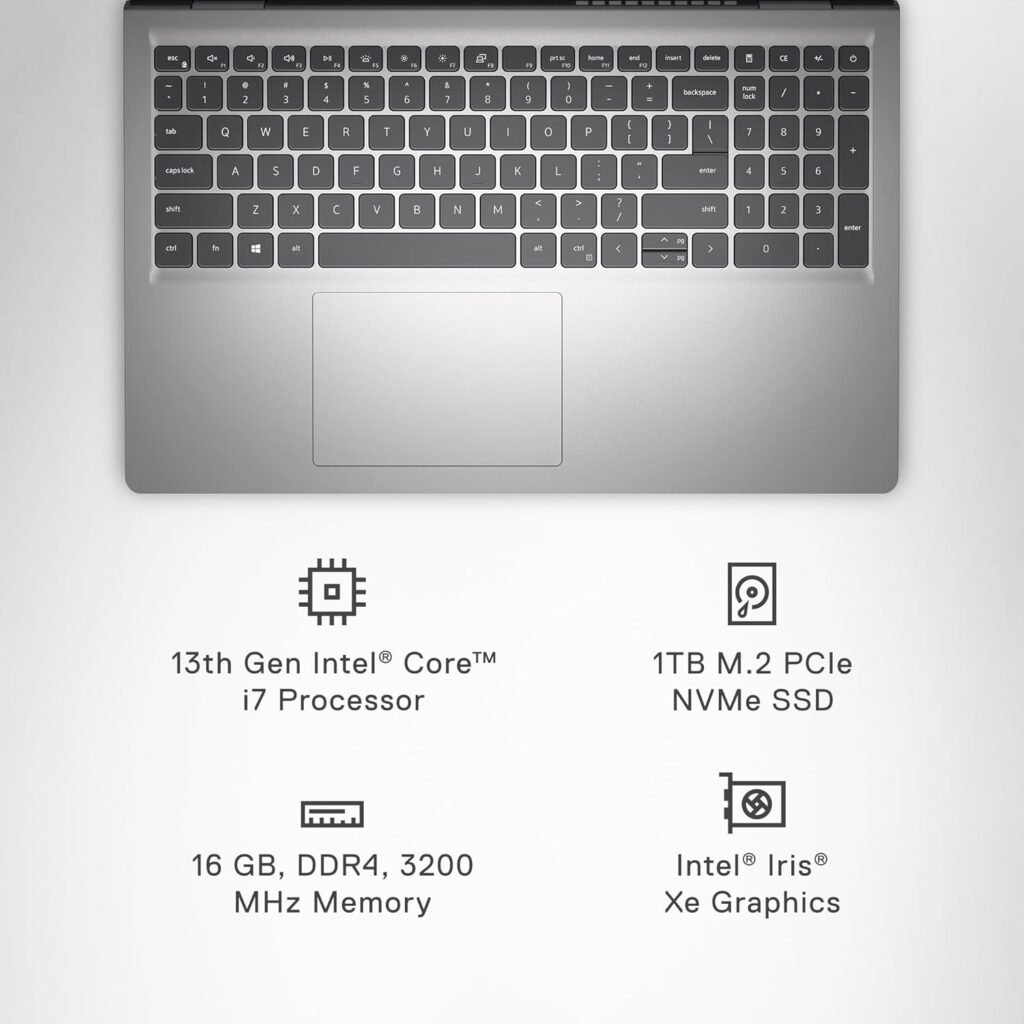 Dell Inspiron 3530 Laptop - 15.6-inch FHD (1920 x 1080) Touchscreen Display, Intel Core i7-1355U, 16GB DDR4 RAM, 1TB SSD, Intel Iris Xe Graphics, Windows 11 Home, 6-Months Migrate - Platinum Silver