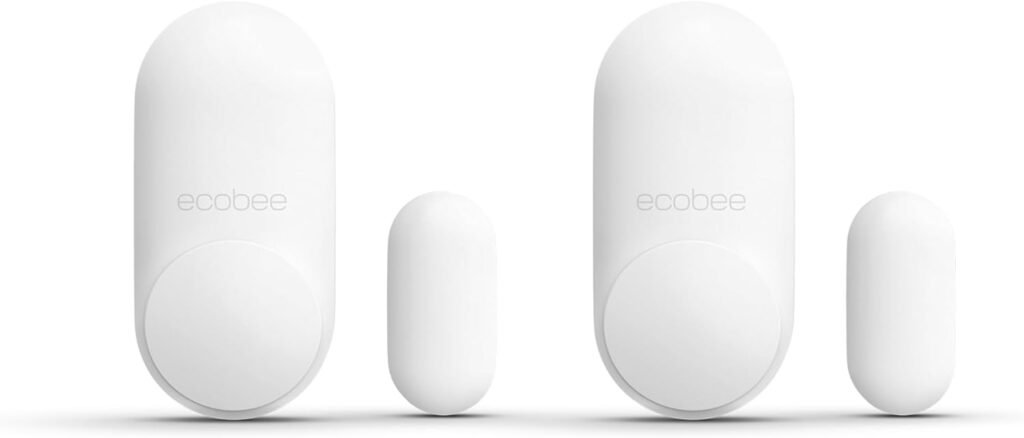ecobee Smart Sensor for Doors  Windows 2 Pack - Wifi Contact Sensor for Home Security, Energy Savings - Compatible with Smart Thermostats - Temperature sensor, white