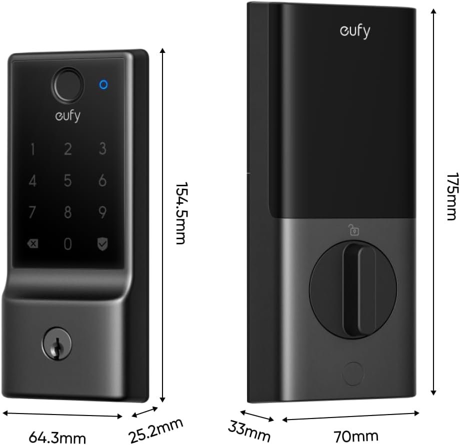 eufy Smart Lock E30, Fingerprint Keyless Entry Door Lock with Apple Home Ecosystem, Built-in Wi-Fi Deadbolt, Smart Door Lock for Front Door or Back, Supports Apple Home, Alexa, Google