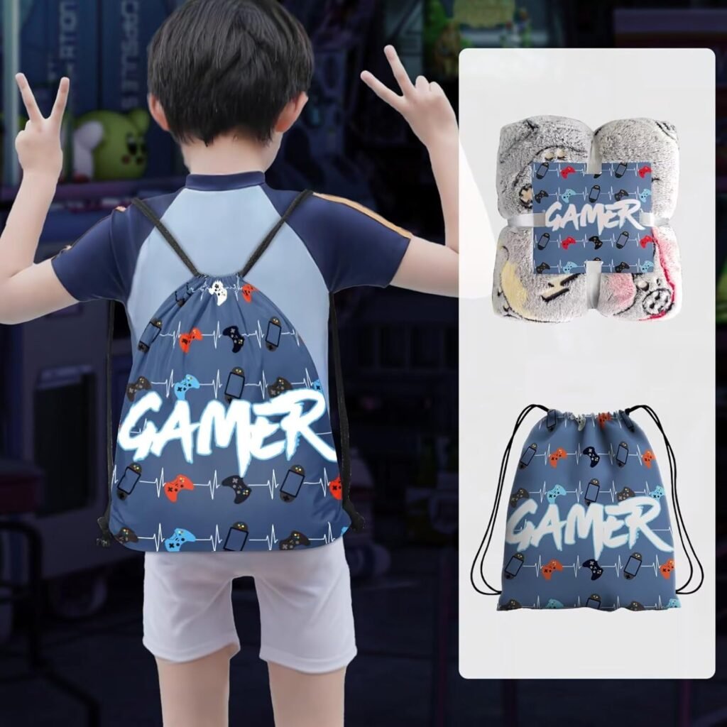 Glow in The Dark Gaming Blanket Gifts for Boys, Game Controller Soft Throw Blanket for Kids Age 3-14 Year Old Child Toddler Teen Birthday, Gamer Room Decor for Boys Blanket 50x60