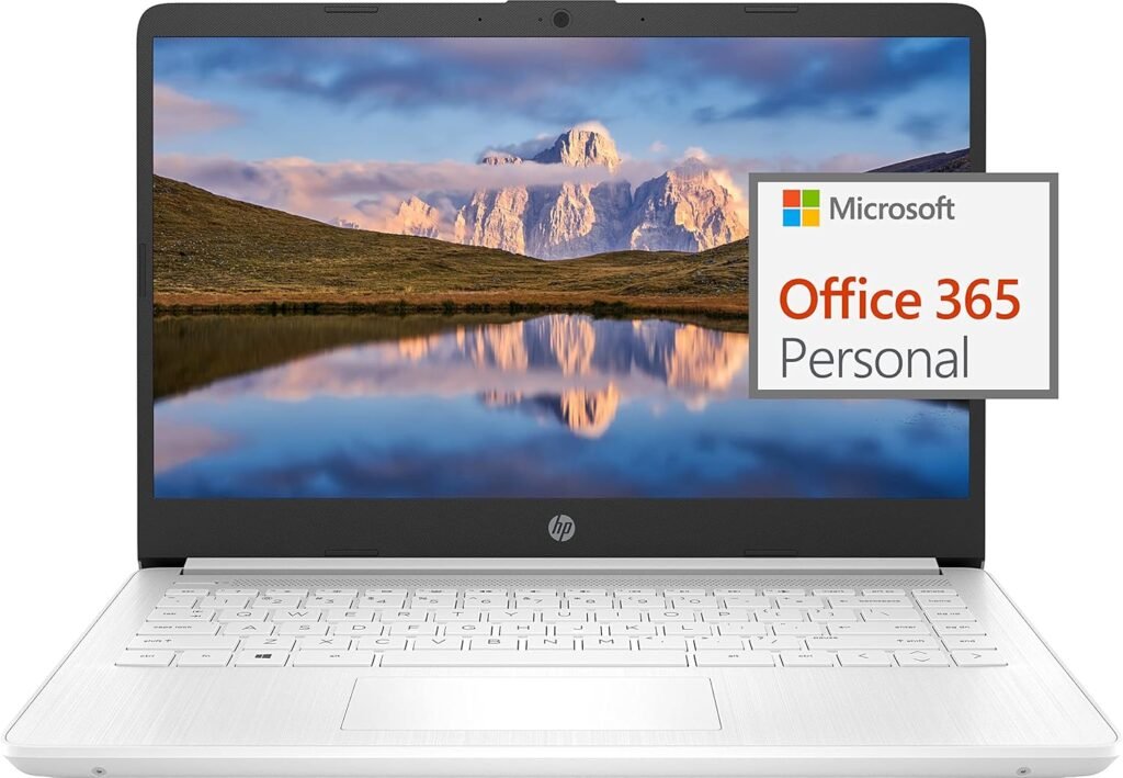 HP 14 Ultral Light Laptop for Students and Business, Intel Quad-Core, 8GB RAM, 192GB Storage(64GB eMMC+128GB Ghost Manta SD Card), 1 Year Office 365, USB C, Win 11 S