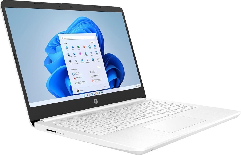 HP 14 Ultral Light Laptop for Students and Business, Intel Quad-Core, 8GB RAM, 192GB Storage(64GB eMMC+128GB Ghost Manta SD Card), 1 Year Office 365, USB C, Win 11 S