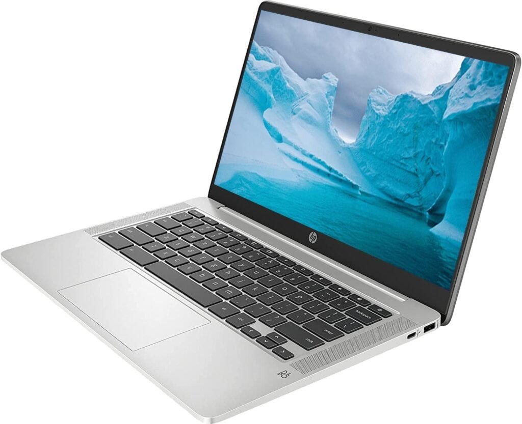 HP Chromebook Laptop • 14 Inch Display • Intel Celeron N4120 Processor • 8GB RAM • 128GB eMMC • Intel UHD Graphics 600 • WiFi • Bluetooth • Backlit Keyboard • Chrome OS • Modern Gray