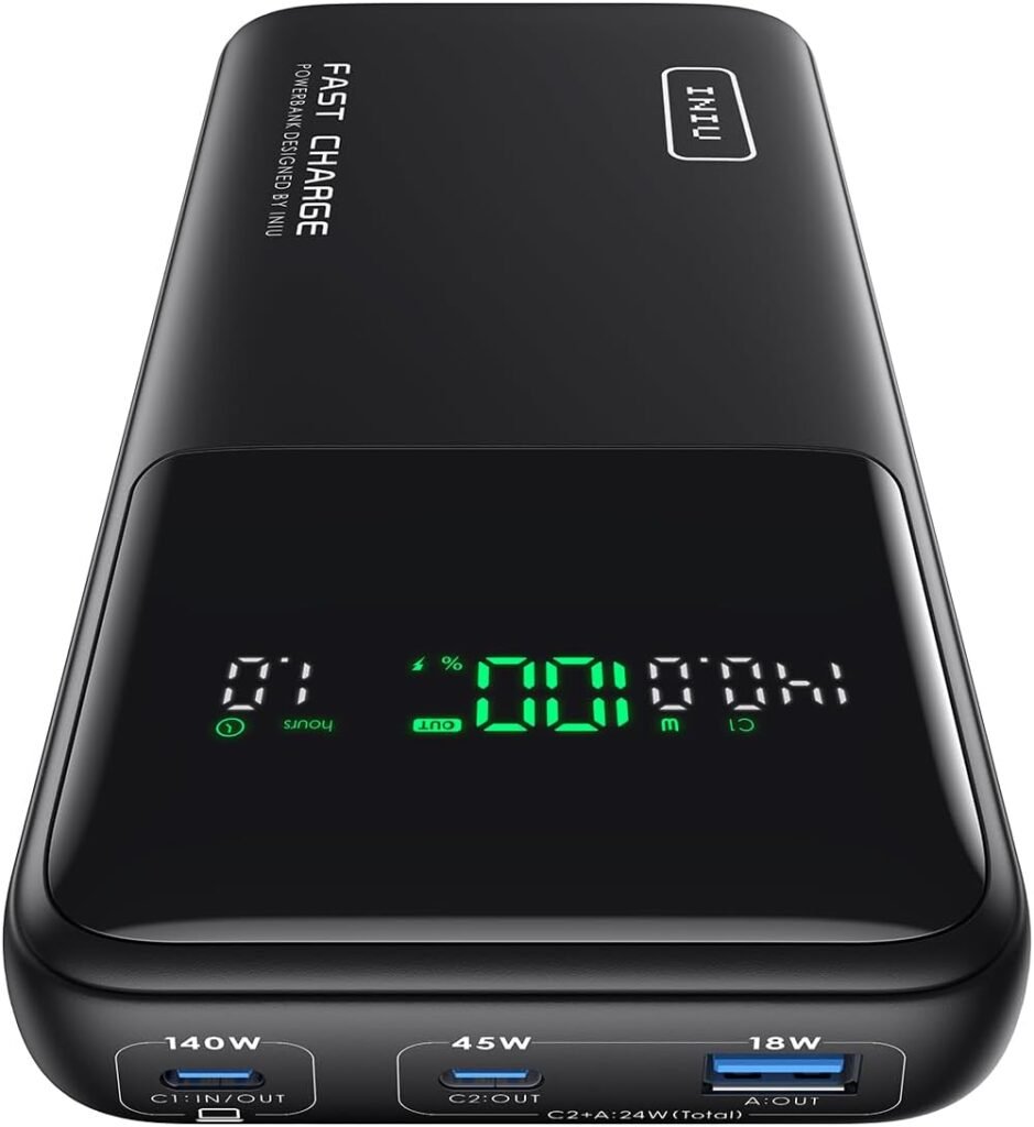 INIU 140W Power Bank, Compact 25000mAh High Capacity Laptop Portable Charger, USB C inOut Tablet Powerbank, Smart Digital Display Phone Charger for iPhone 16 15, Samsung, iPad, MacBook, Laptop etc. INIU 140W Power Bank, Compact 25000mAh High Capacity Laptop Portable Charger, USB C inOut Tablet Powerbank, Smart Digital Display Phone Charger for iPhone 16 15, Samsung, iPad, MacBook, Laptop etc.
