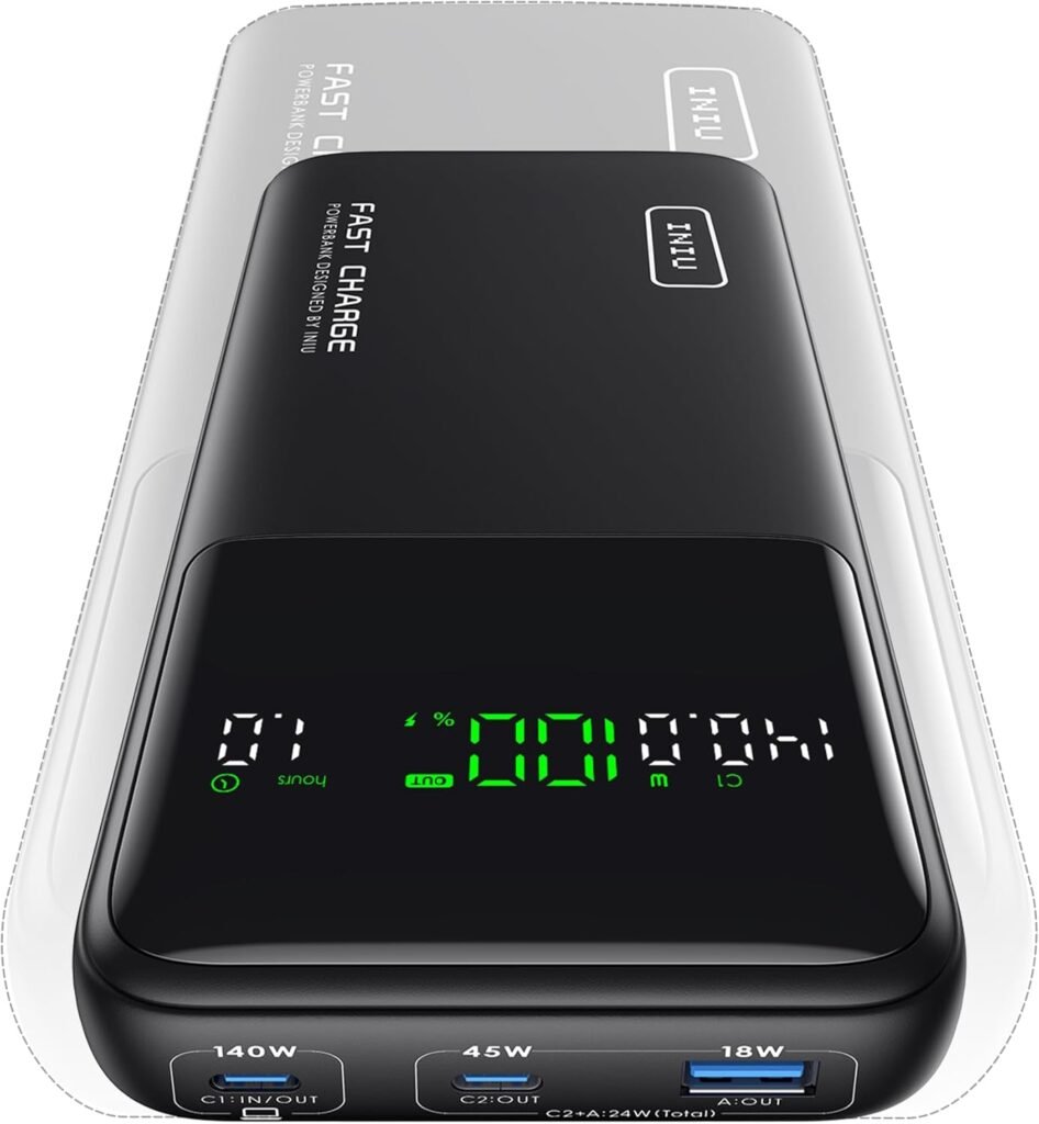 INIU 140W Power Bank, Compact 25000mAh High Capacity Laptop Portable Charger, USB C inOut Tablet Powerbank, Smart Digital Display Phone Charger for iPhone 16 15, Samsung, iPad, MacBook, Laptop etc. INIU 140W Power Bank, Compact 25000mAh High Capacity Laptop Portable Charger, USB C inOut Tablet Powerbank, Smart Digital Display Phone Charger for iPhone 16 15, Samsung, iPad, MacBook, Laptop etc.