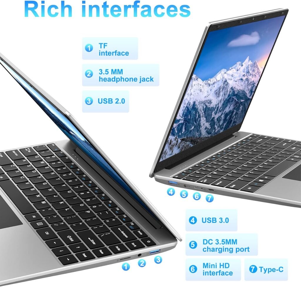 jumper Laptop, 12GB DDR4 256GB SSD, Windows 11 Laptops with 4-core Celeron Processor, Lightweight Computer with FHD 1080p Display, 2 Speakers, Dual-Band WiFi(2.4G/5G), USB3.0.