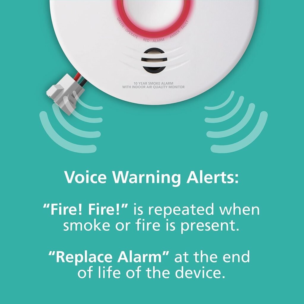 Kidde Smart Smoke Detector  Indoor Air, Quality Monitor, WiFi, Alexa Compatible Device, Hardwired w/Battery Backup, Voice  App Alerts, 2 Pack