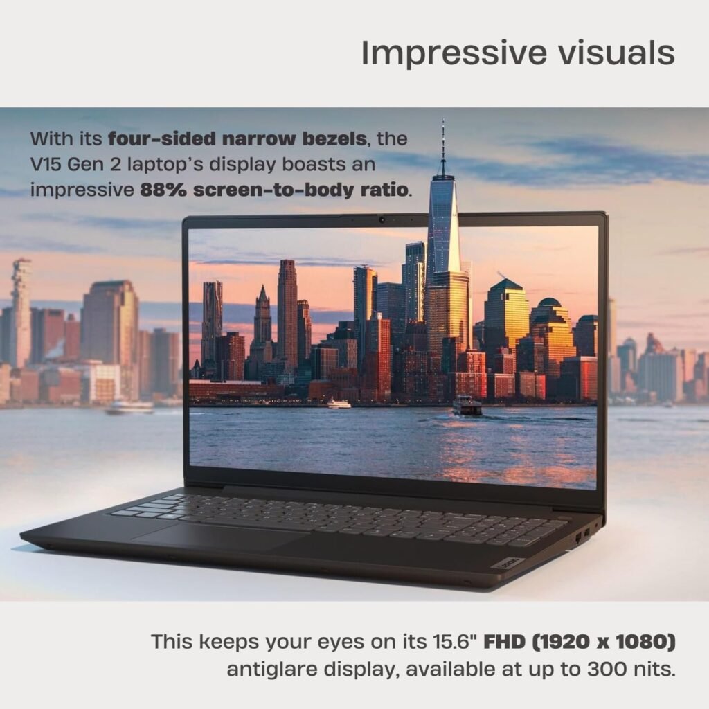 Lenovo V15 G2 Laptop, 15.6 FHD Screen, Intel Dual-core Processor, 16GB RAM, 1TB SSD, Webcam, HDMI, Wi-Fi, Windows 11 Home, Black