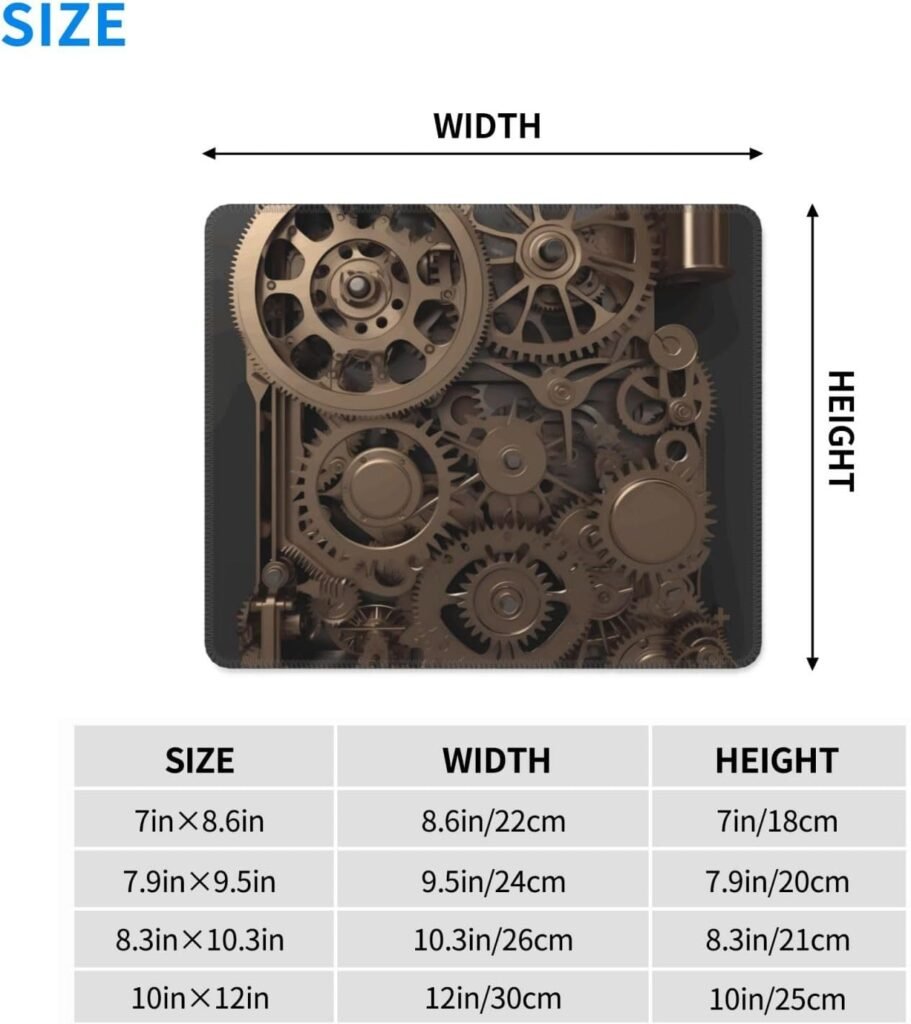 Mousepad Washable Gaming Mousepad for Wireless Mouses Steampunk Mechanical Gears Mousepad with Non-Slip Rubber Base Desk Mat Square Mouses Mat Waterproof Mouses Pad for Desk Laptop Office 7.9 x 9.5 in