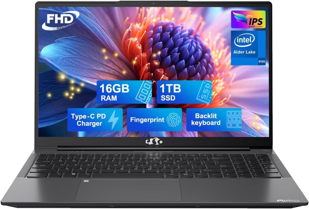 NIMO 15.6 FHD Student Laptop, 16GB RAM, 1TB SSD, Intel Pentium Quad-Core N100(Beat to i3-1115G4, Up to 3.4GHz), 2 Years Warranty, Backlit Keyboard, Fingerprint, Win 11, Rose Gold