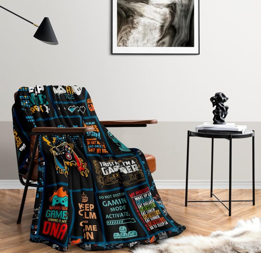 Punofell Gamer Gifts - Best Valentine Gaming Gifts for Men - Game Room Decor Gift for Boys/Men - Gifts for Gamers - Video Game Lover Gifts - Gifts for Gaming Blanket 50 x 60