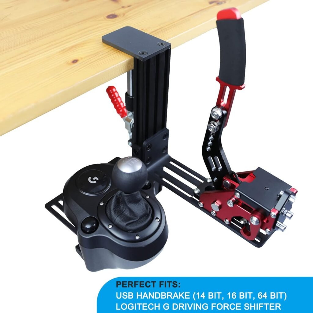 Racing Sim Shifter Handbrake Desk Mount Clamp Compatible with Logitech G Driving Force, Thrustmaster TH8A, TH8S, TSSH, USB Handbrake (14/16/64 Bit) G29/920/923, T248/300/500 Wheels (ONLY Clamp) Racing Sim Shifter Handbrake Desk Mount Clamp Compatible with Logitech G Driving Force, Thrustmaster TH8A, TH8S, TSSH, USB Handbrake (14/16/64 Bit) G29/920/923, T248/300/500 Wheels (ONLY Clamp)