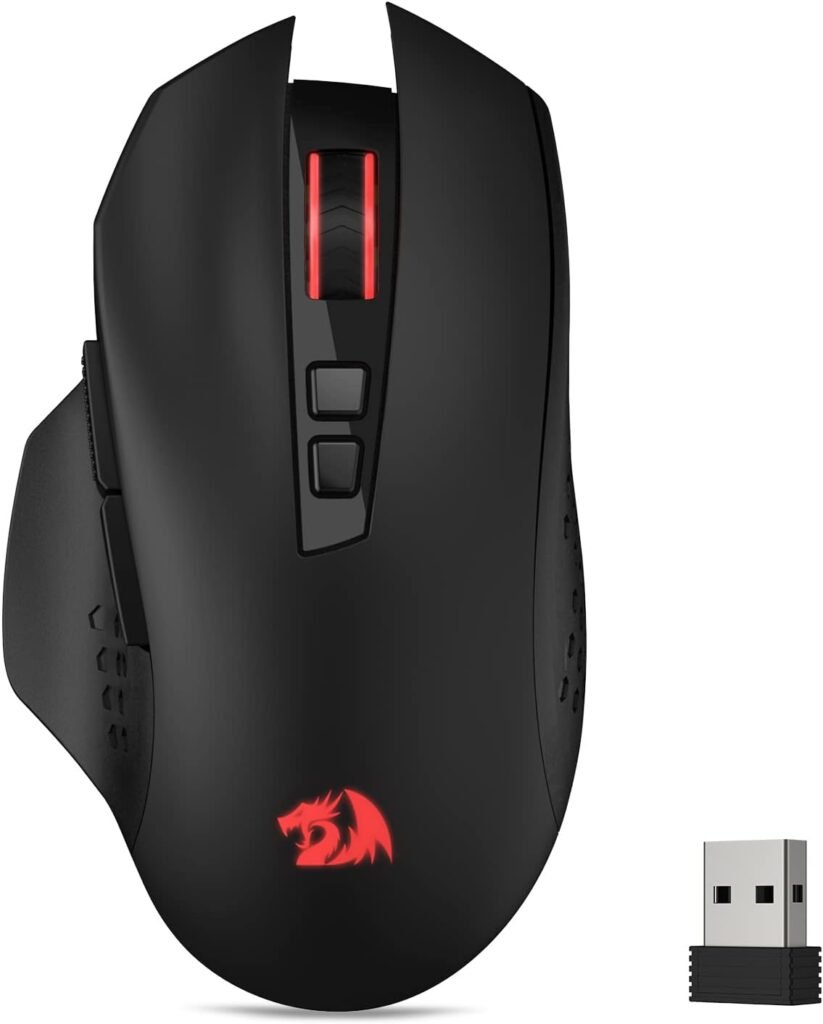 Redragon M656 Gainer Wireless Gaming Mouse, 4000 DPI 2.4Ghz Wireless Mouse w/ 5 DPI Levels, 7 Macro Buttons, Red LED Backlit  Pro Software/Drive Supported, for PC/Mac/Laptop