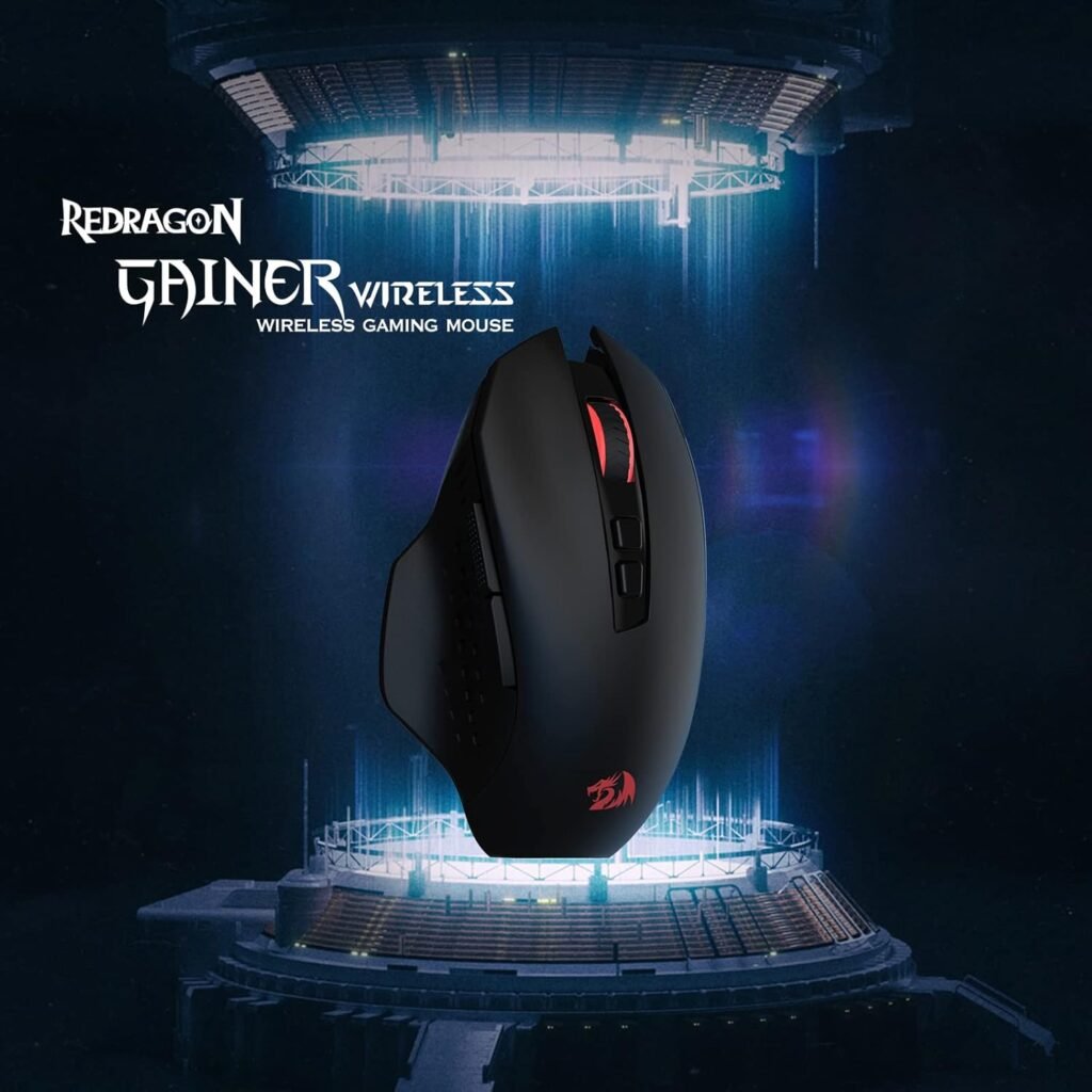 Redragon M656 Gainer Wireless Gaming Mouse, 4000 DPI 2.4Ghz Wireless Mouse w/ 5 DPI Levels, 7 Macro Buttons, Red LED Backlit  Pro Software/Drive Supported, for PC/Mac/Laptop