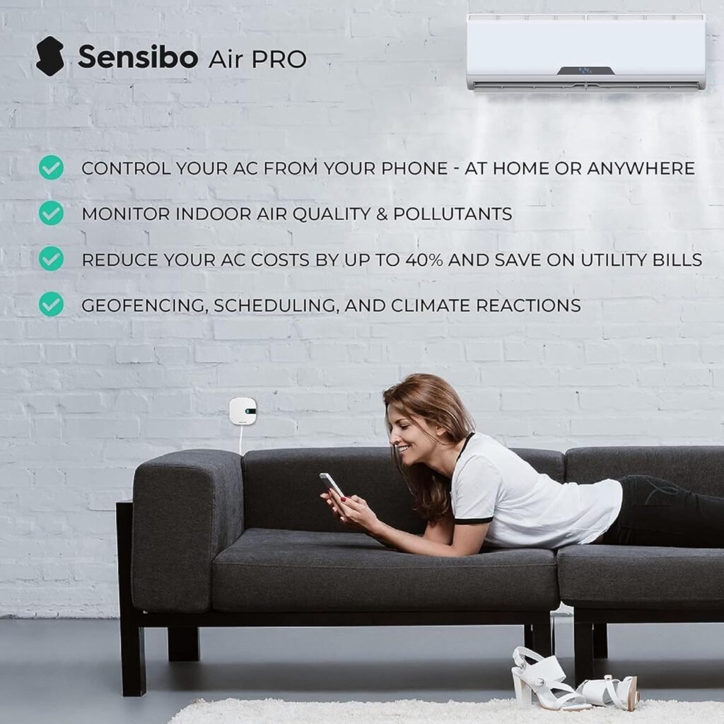 Sensibo Air - Smart Air Conditioner Controller. Apple HomeKit Certified. 60-Seconds Installation. Maintains Comfort and Energy Saving Features. Compatible with Google, Alexa, Apple HomeKit  Siri