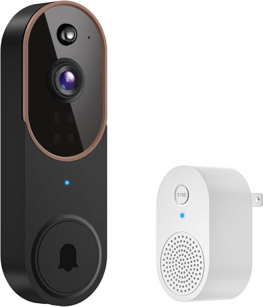 Smart Video Doorbell Camera Wireless, AI Human Detection and Instant Alerts, Night Vision, 2-Way Audio, Battery Powered, Cloud Storage Sold Seperately, 2.4G WiFi (Chime Included)