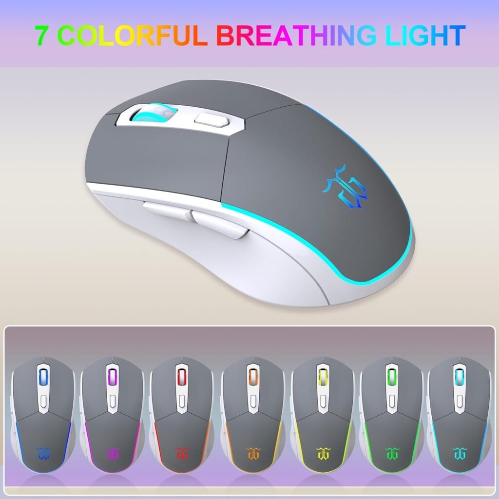 Snpurdiri 60% Wireless Gaming Keyboard and Mouse Combo,LED Backlit Rechargeable 2000mAh Battery,Mini Mechanical Feel Anti-ghosting Keyboard +Popular RGB Gaming Mice for PC Gamer (White)