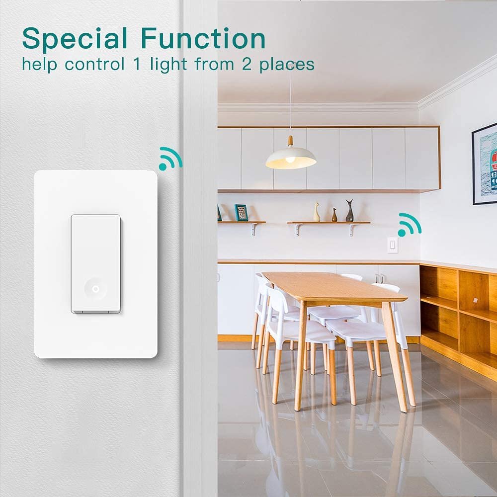 TREATLIFE 3 Way Smart Light Switch 4 Pack, 2.4GHz Wi-Fi Smart Switch Works with Alexa and Google Home, Neutral Wire Required, Remote Control, FCC Certified, No Hub Required