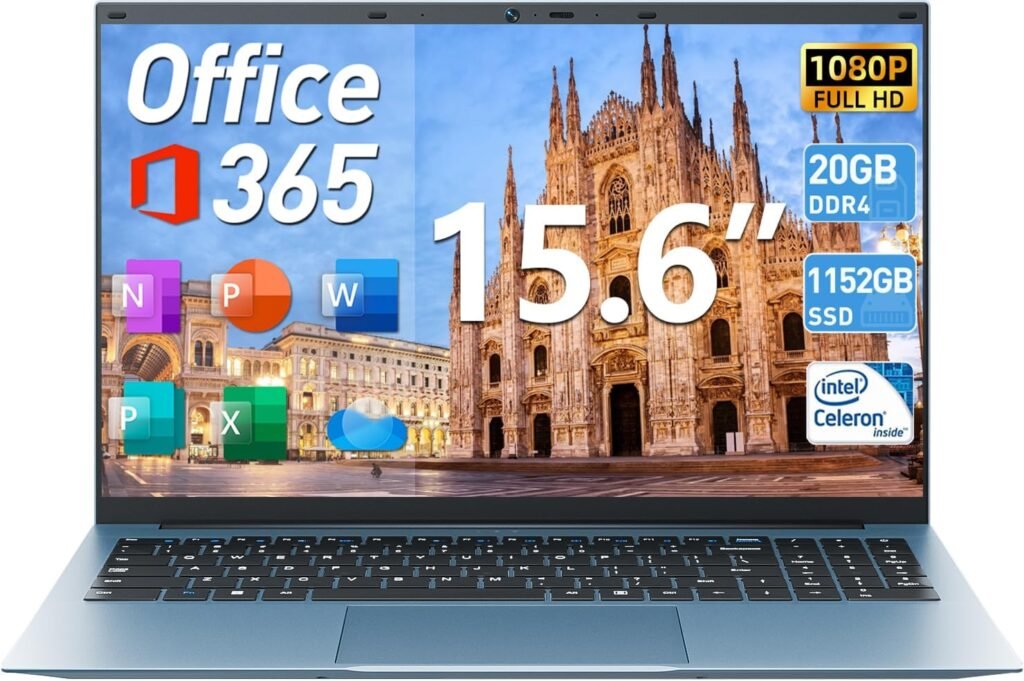 15.6 Inch Laptops, 20GB RAM 128GB EMMC+1024GB SSD, Gray | Laptop Computer, Celeron N5095 Quad-Core, Windows 11 Computers, 7000mAh, WiFi 6, BT5.2, USB 3.2 * 3, HDMI, Type-C