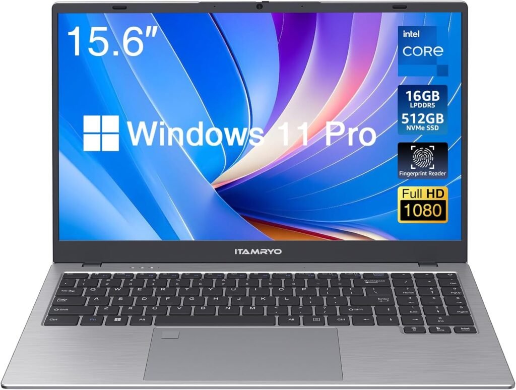 15.6 inch Win11 Laptop Computer, 1920x1080 IPS Screen, 16GB DDR5 RAM / 512GB NVMe SSD, N100 Processor Notebook PC, Support Type-c Charging, WiFi 6, BT, Gigabit Ethernet, Full Size Keyboard