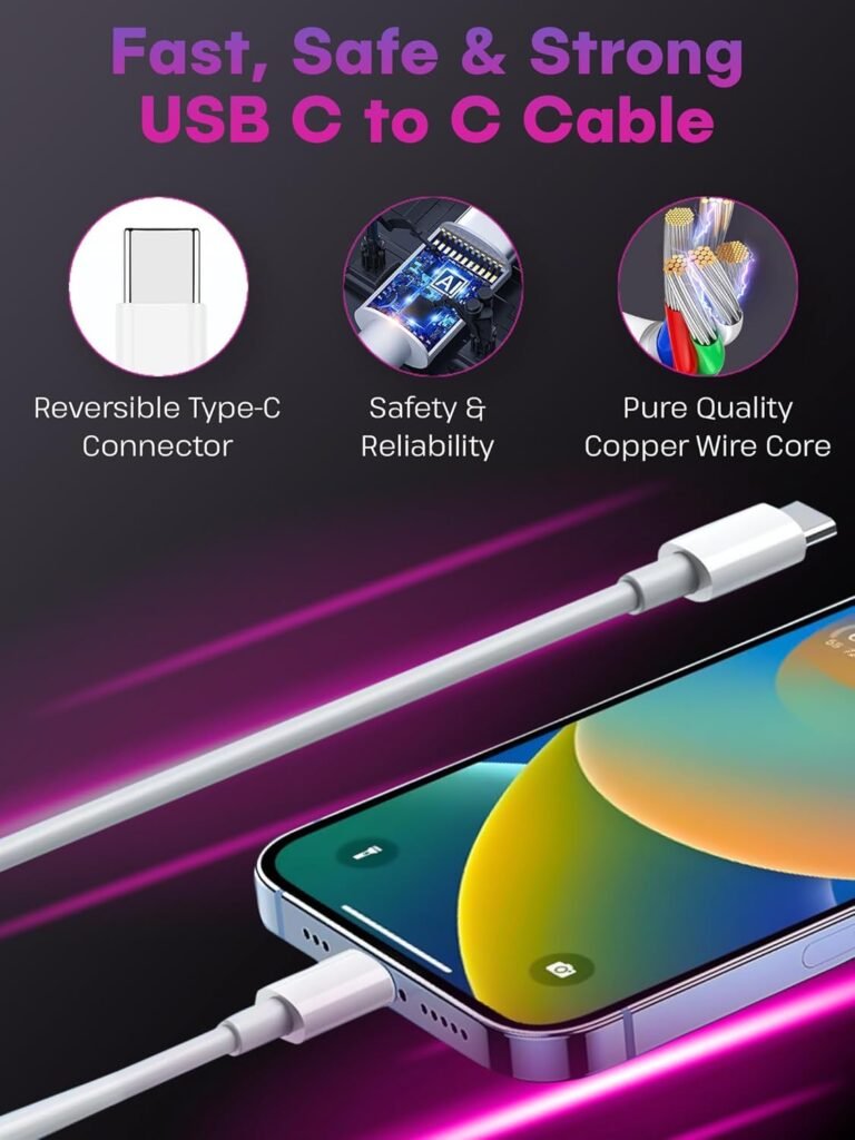 (2 Pack) Smart 3-Power Level USB-C Fast Chargers with 10ft Extra-Long Cables – Ultimate Compatibility with All Modern USB-C Devices. Phones,Tablets, and More! 5V/3A, 9V/2.22A, 12V/1.67A